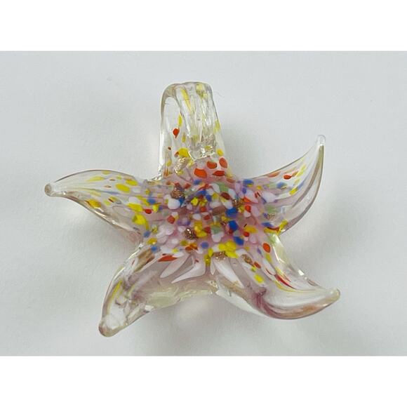 Gorgeous Murano Style Glass Starfish Pendant Lavender Blown Sea Anemone Star Bea - Picture 8 of 12